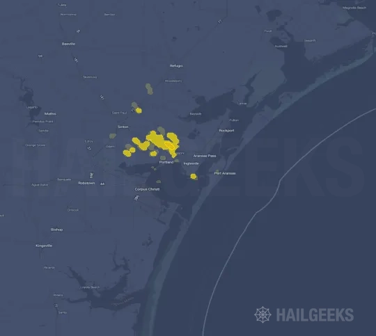 Hail map for Corpus Christi, TX