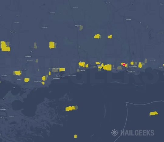 Hail map for Gulfport, MS