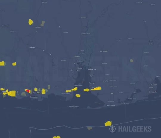 Hail map for Mobile, AL