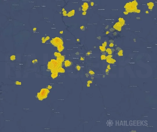 Hail map for Montgomery, AL