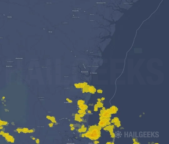 Hail map for Brunswick, GA