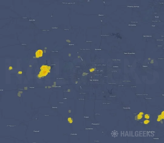 Hail map for San Antonio, TX