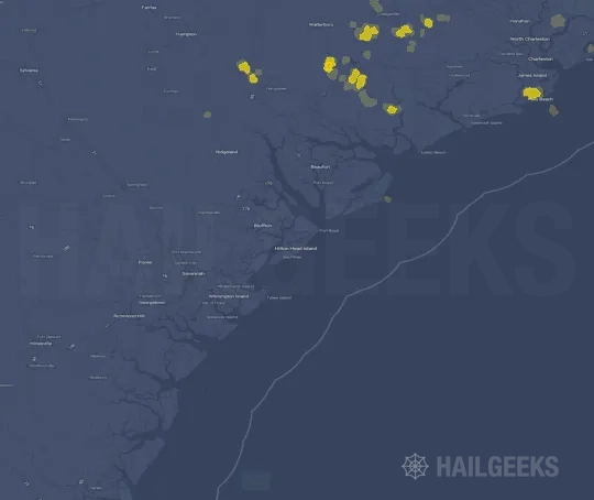 Hail map for Hilton Head Island, SC on Jun 16, 2021