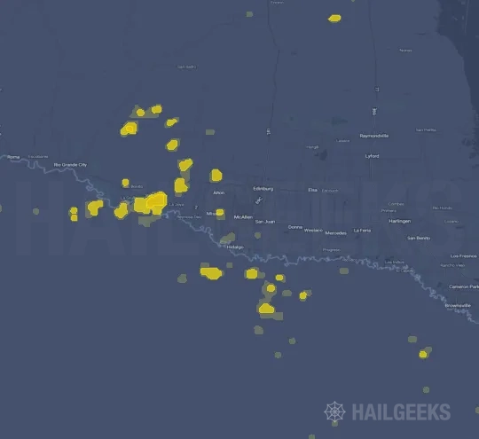 Hail map for McAllen, TX