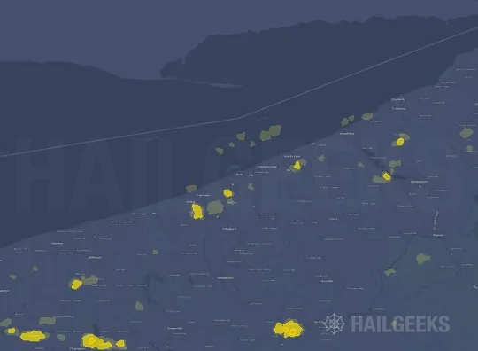 Hail map for Erie, PA