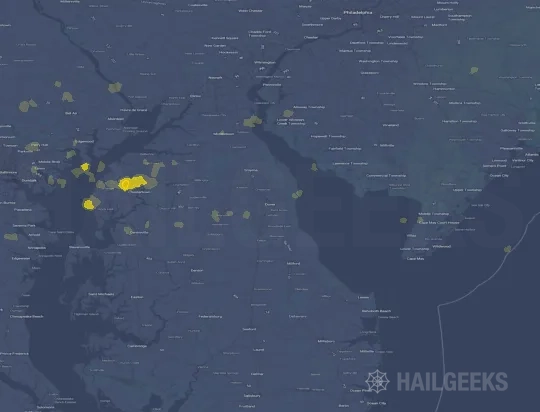 Hail map for Dover, DE