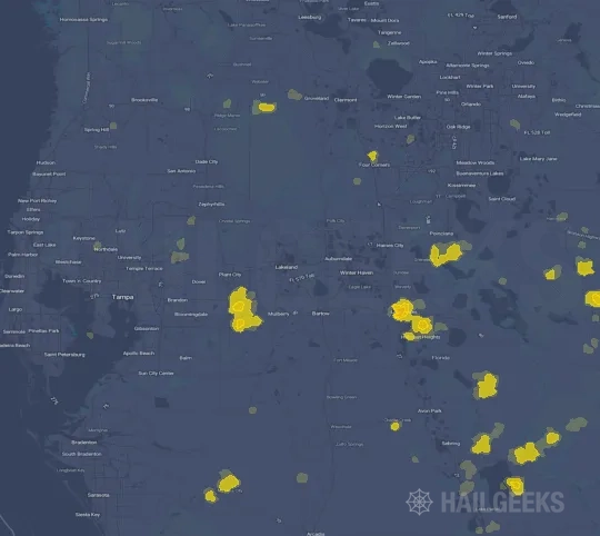 Hail map for Lakeland, FL