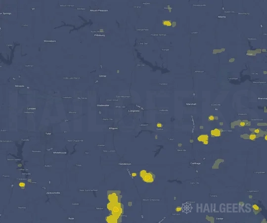 Hail map for Longview, TX