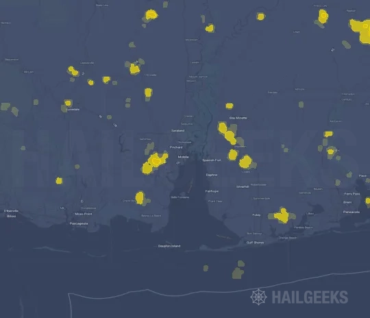 Hail map for Mobile, AL