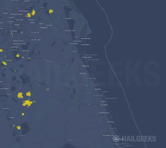Hail map for Palm Bay, FL