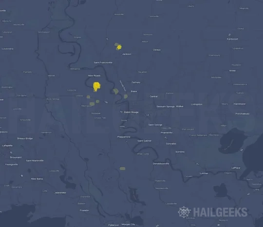 Hail map for Baton Rouge, LA