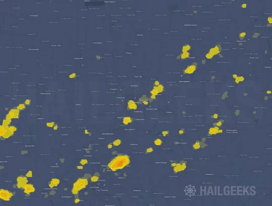 Hail map for Dayton, OH