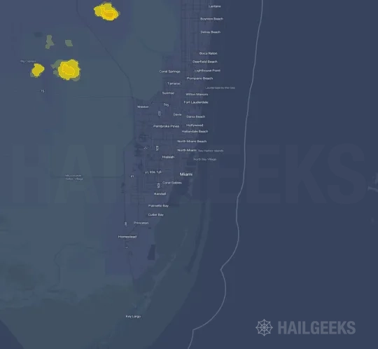 Hail map for Miami, FL