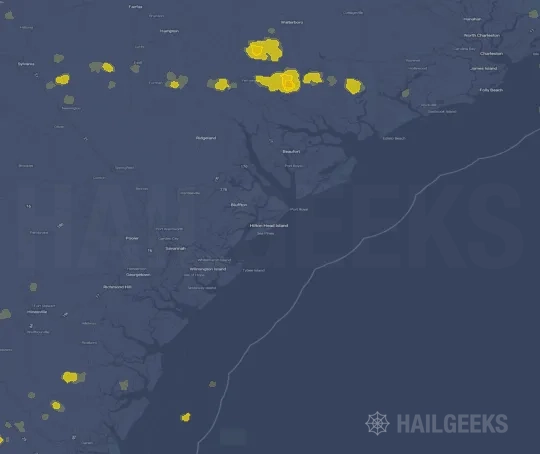 Hail map for Hilton Head Island, SC