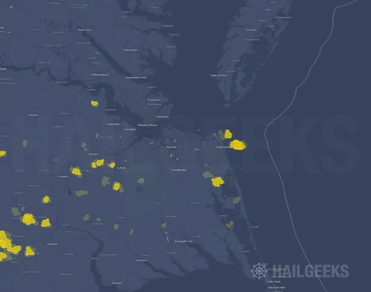 Hail map for Norfolk, VA