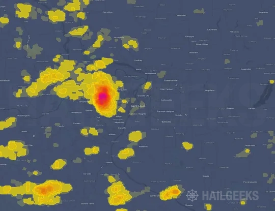 Hail map for Saint Louis, MO