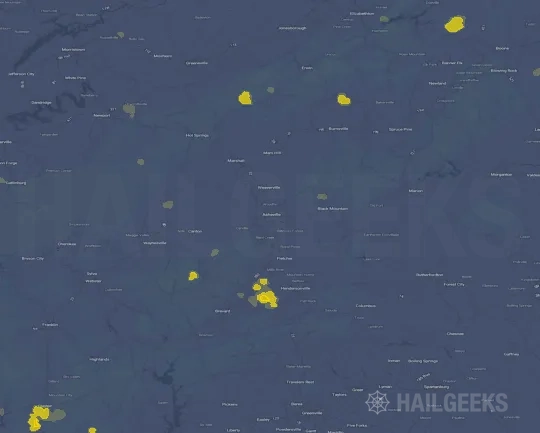 Hail map for Asheville, NC