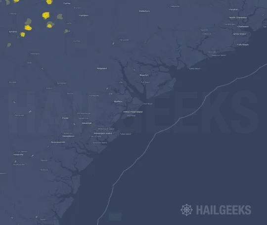 Hail map for Hilton Head Island, SC