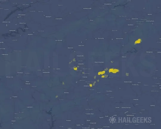 Hail map for Asheville, NC