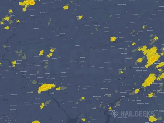Hail map for Reading, PA