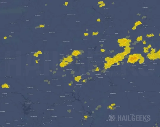 Hail map for Winston, NC