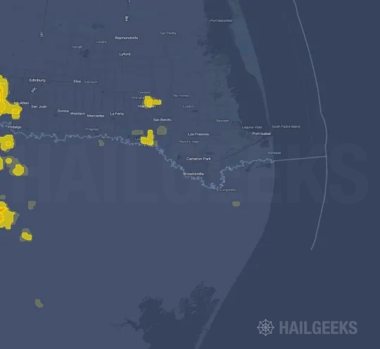 Hail map for Brownsville, TX on Jul 20, 2021