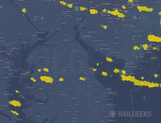 Hail map for Dover, DE