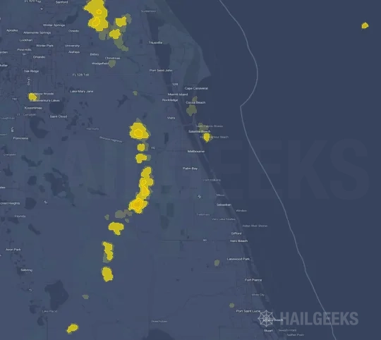 Hail map for Palm Bay, FL
