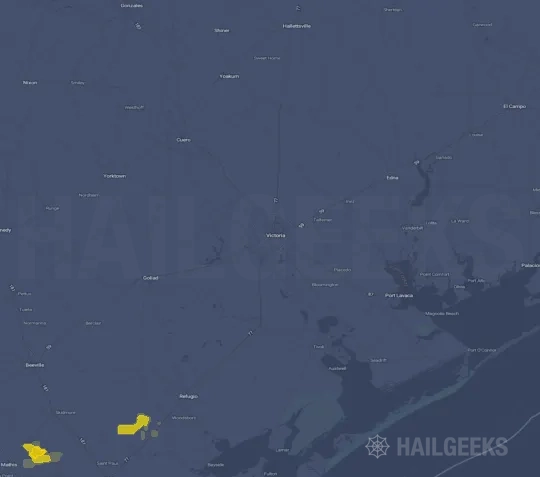 Hail map for Victoria, TX