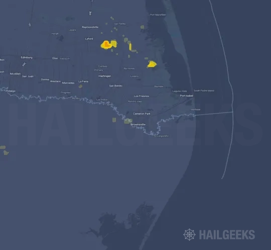 Hail map for Brownsville, TX on Jul 27, 2021