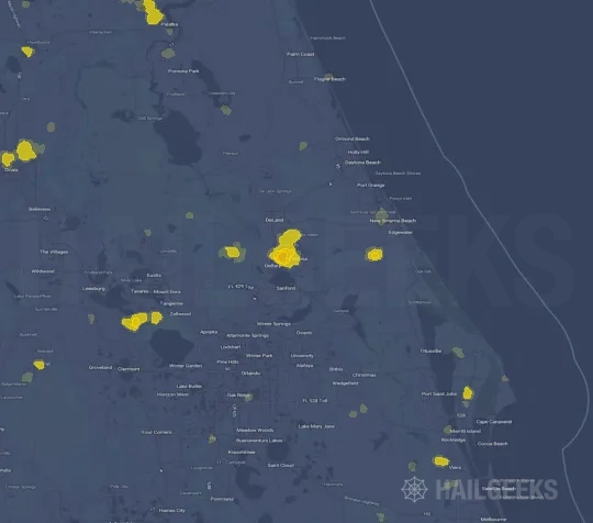 Hail map for Deltona, FL