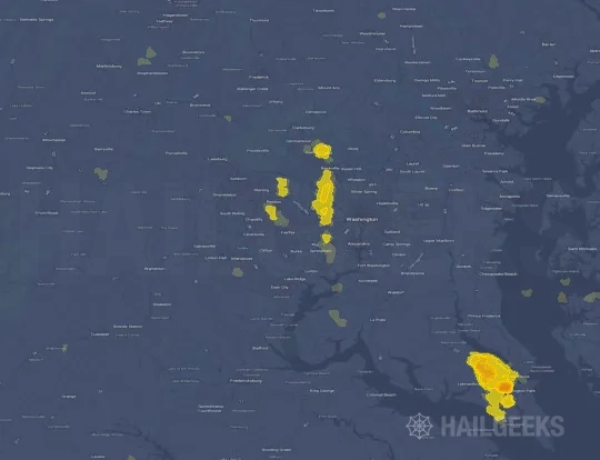 Hail map for Fairfax, VA
