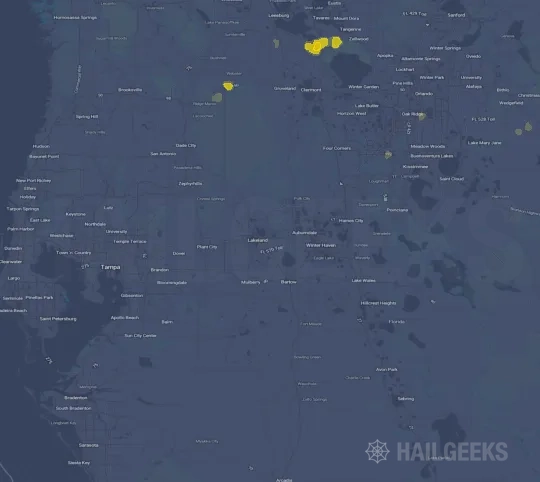 Hail map for Lakeland, FL