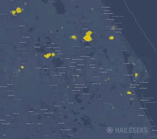 Hail map for Orlando, FL