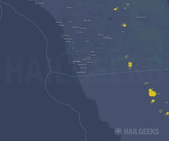Hail map for San Diego, CA