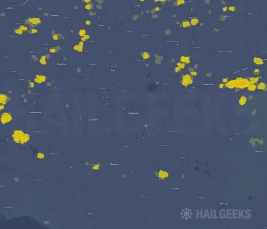Hail map for Valdosta, GA