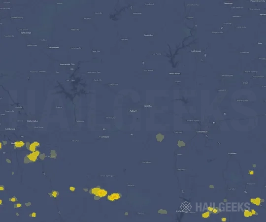 Hail map for Auburn, AL