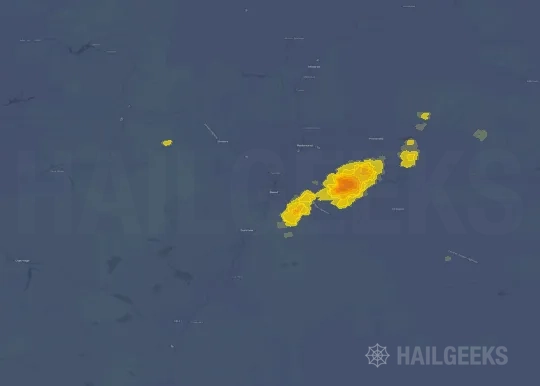 Hail map for Bend, OR