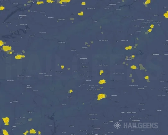 Hail map for Asheville, NC
