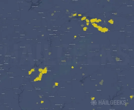 Hail map for Anniston, AL