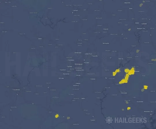 Hail map for Birmingham, AL