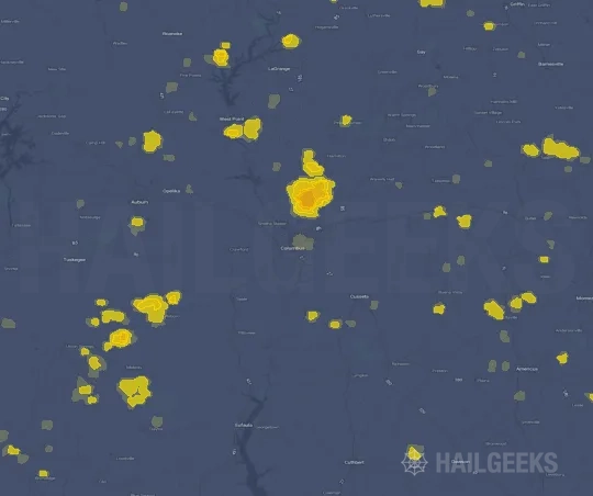 Hail map for Columbus, GA