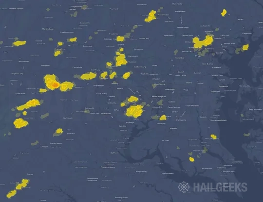 Hail map for Fairfax, VA
