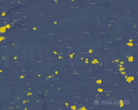 Hail map for Asheville, NC