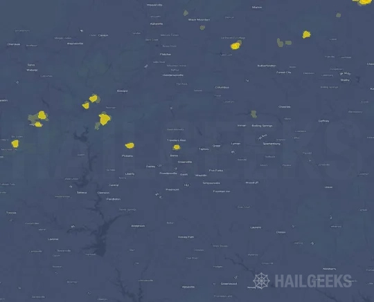 Hail map for Greenville, SC