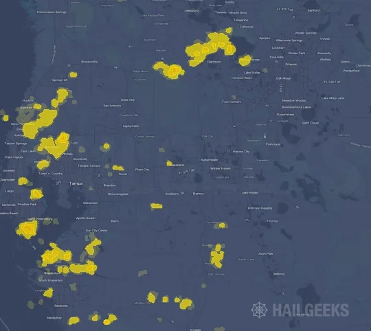 Hail map for Lakeland, FL