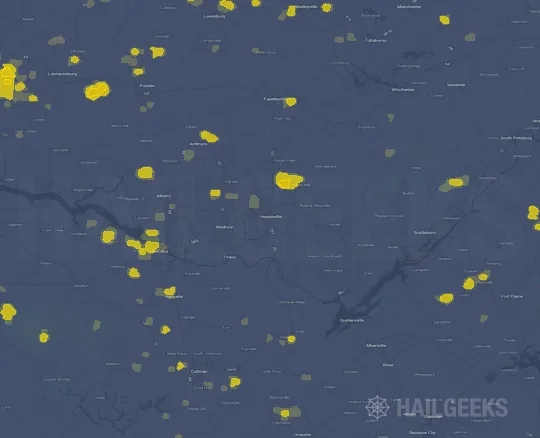 Hail map for Huntsville, AL
