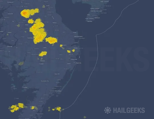 Hail map for Ocean City, MD