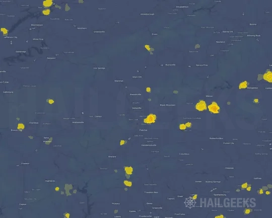 Hail map for Asheville, NC