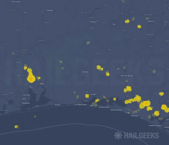Hail map for Crestview, FL